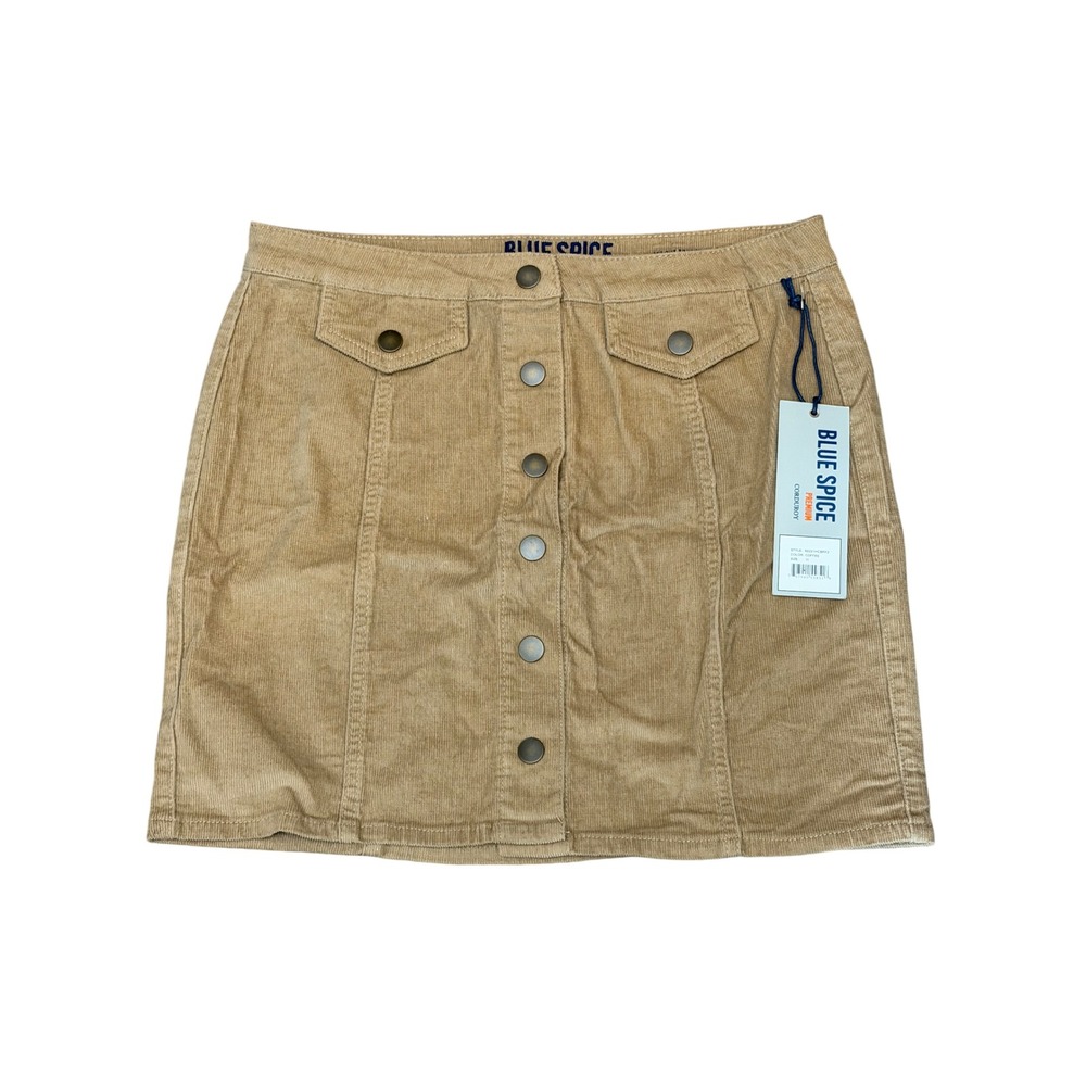 NWT Blue Spice Premium High Waist Corduroy Button Front Mini Skirt Coffee 11
